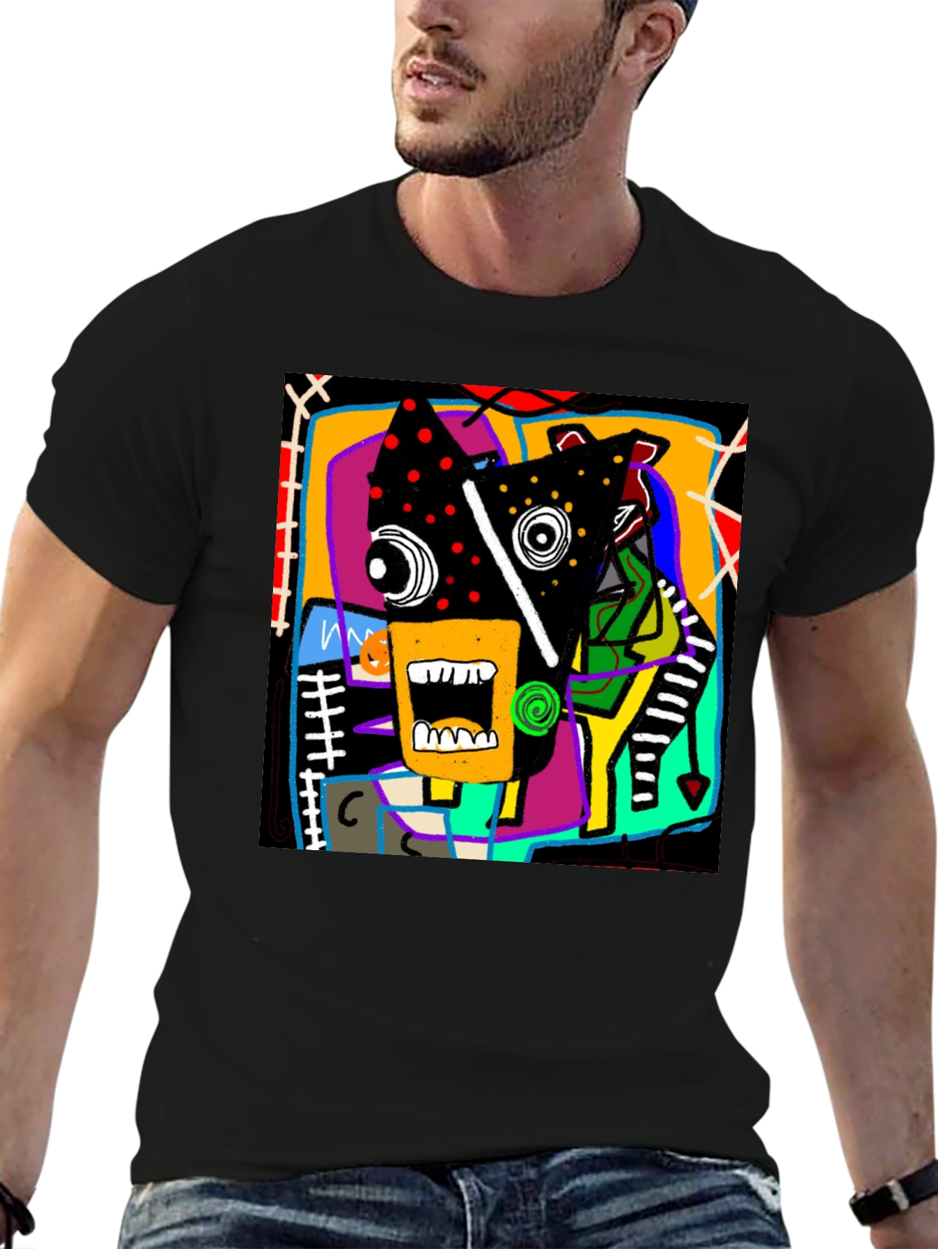 Abstract Graphic Print Crew Neck T-Shirt