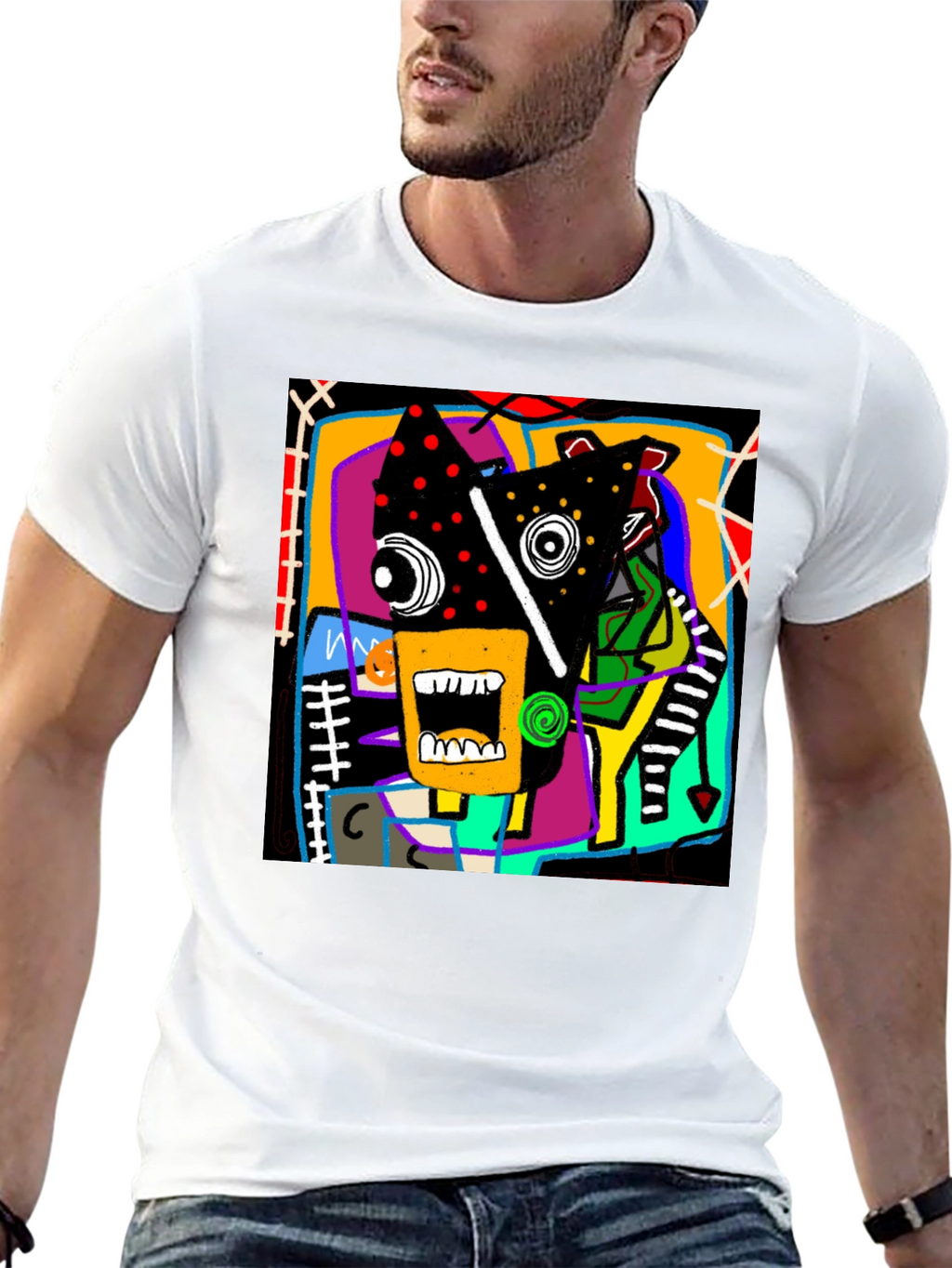 Abstract Graphic Print Crew Neck T-Shirt