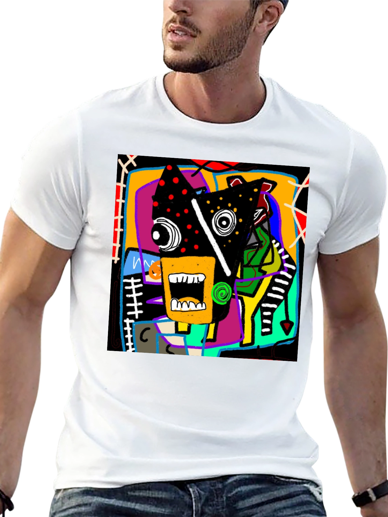 Abstract Graphic Print Crew Neck T-Shirt