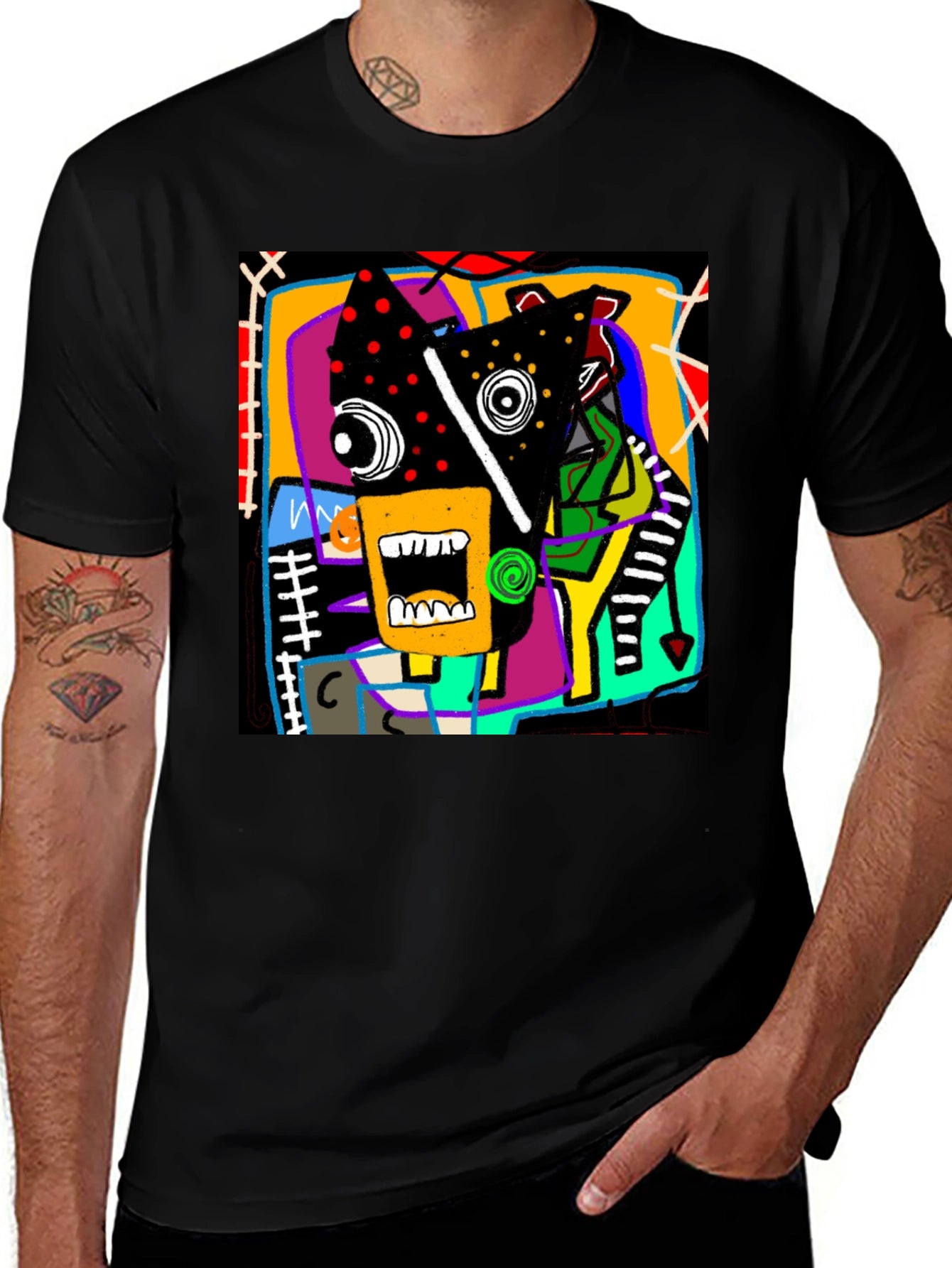 Abstract Graphic Print Crew Neck T-Shirt