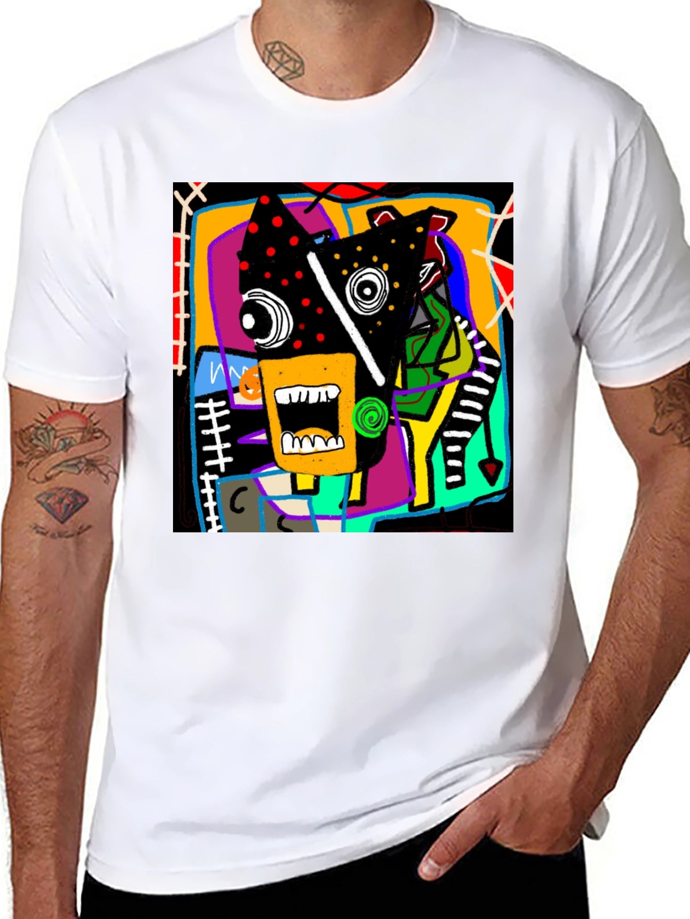 Abstract Graphic Print Crew Neck T-Shirt