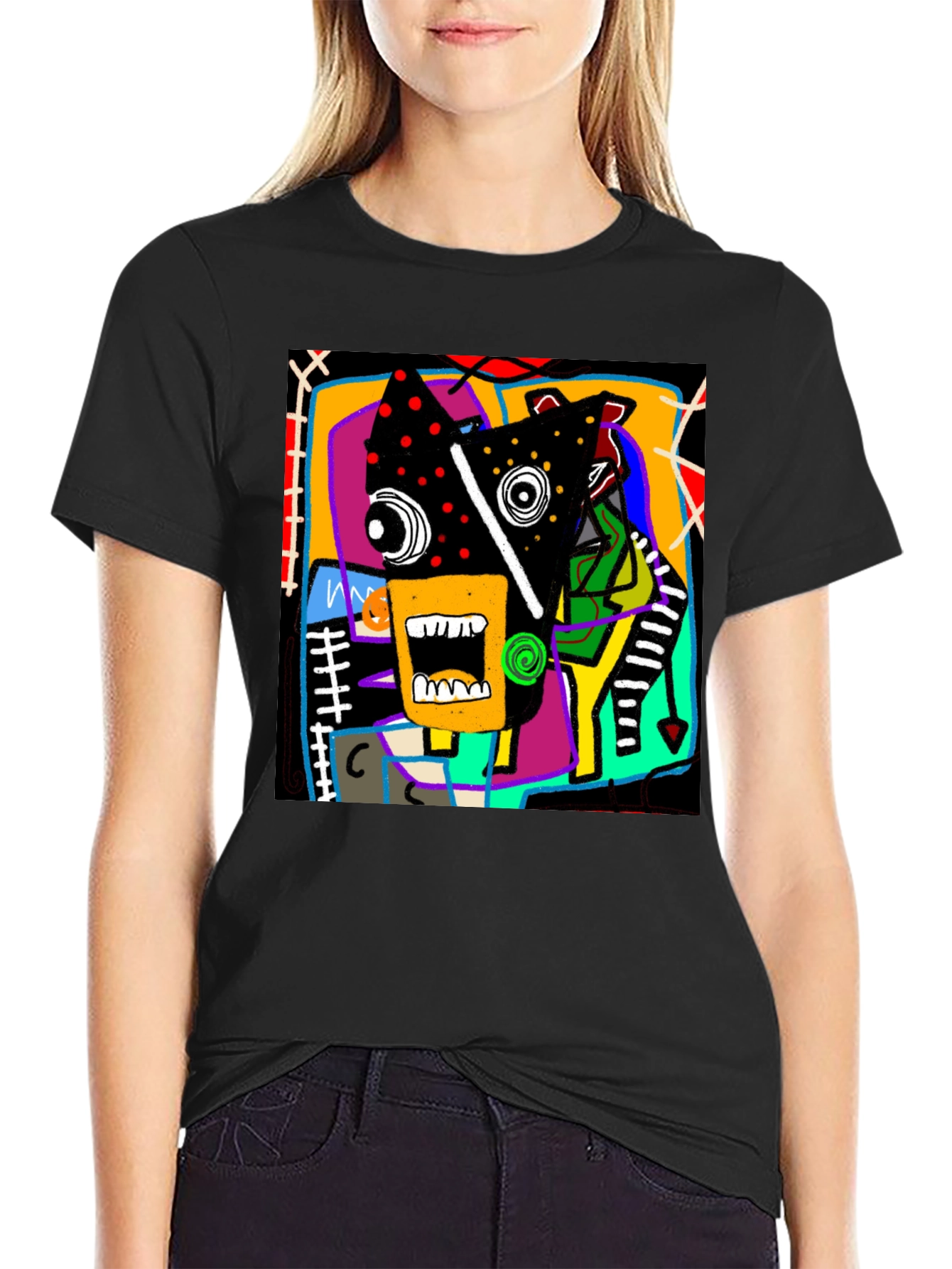 Abstract Graphic Print Crew Neck T-Shirt