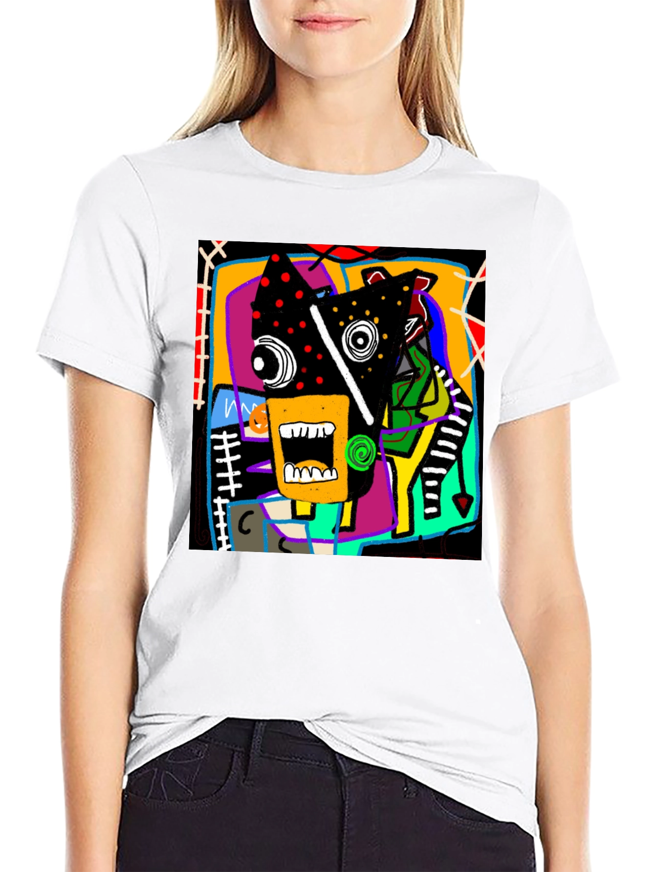 Abstract Graphic Print Crew Neck T-Shirt