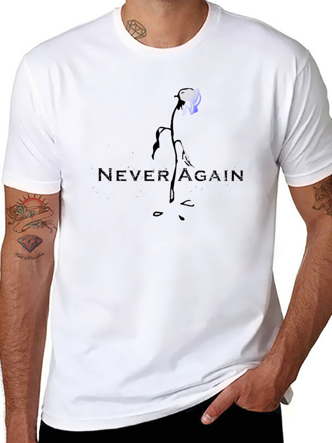Never Again Graphic Print Black T-Shirt