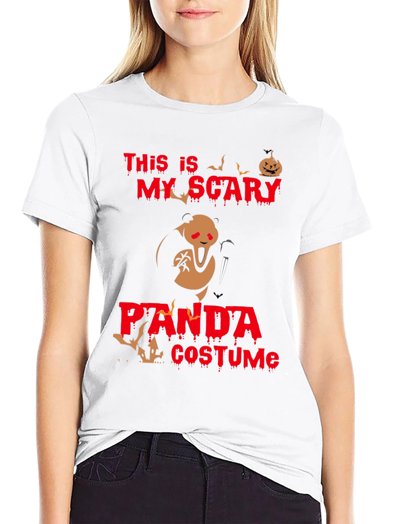 Scary Panda Costume Halloween T-Shirt
