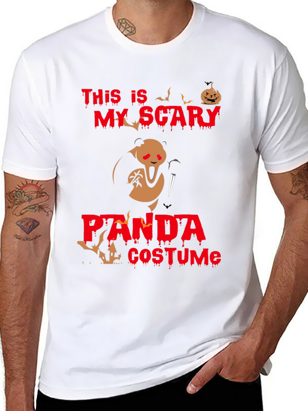 Scary Panda Costume Halloween T-Shirt