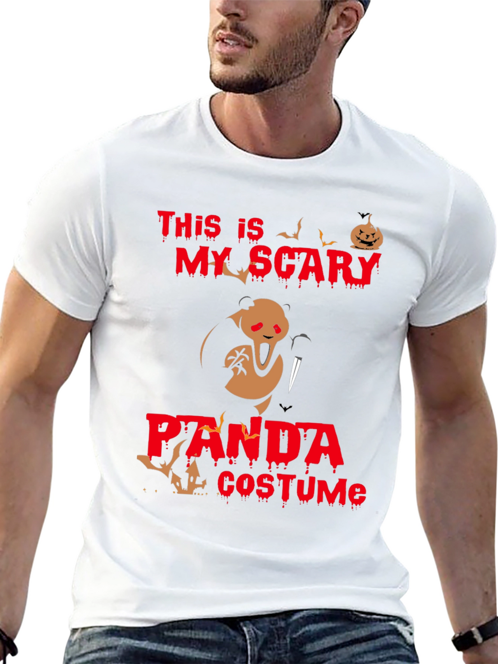 Scary Panda Costume Halloween T-Shirt