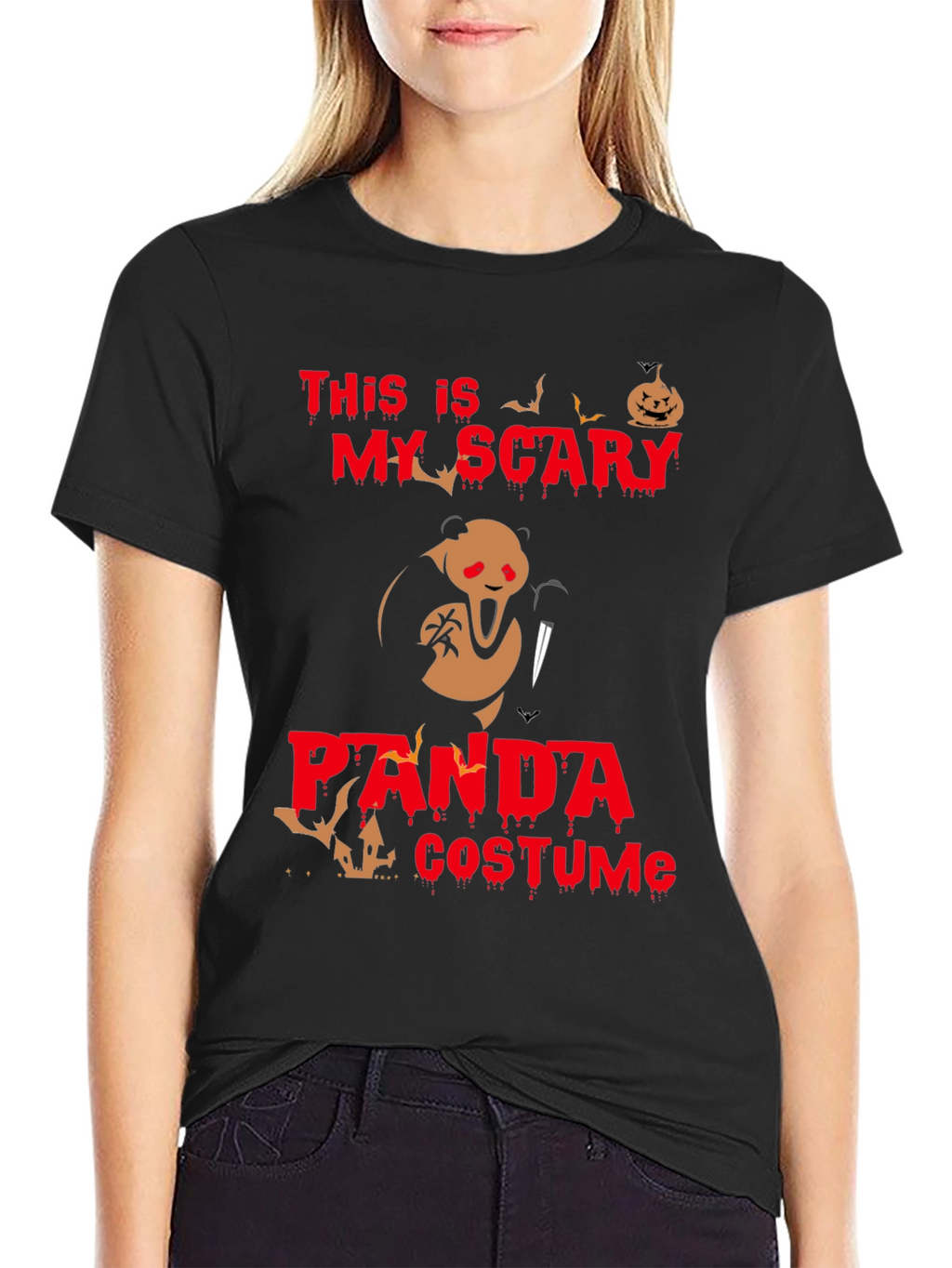 Scary Panda Costume Halloween T-Shirt