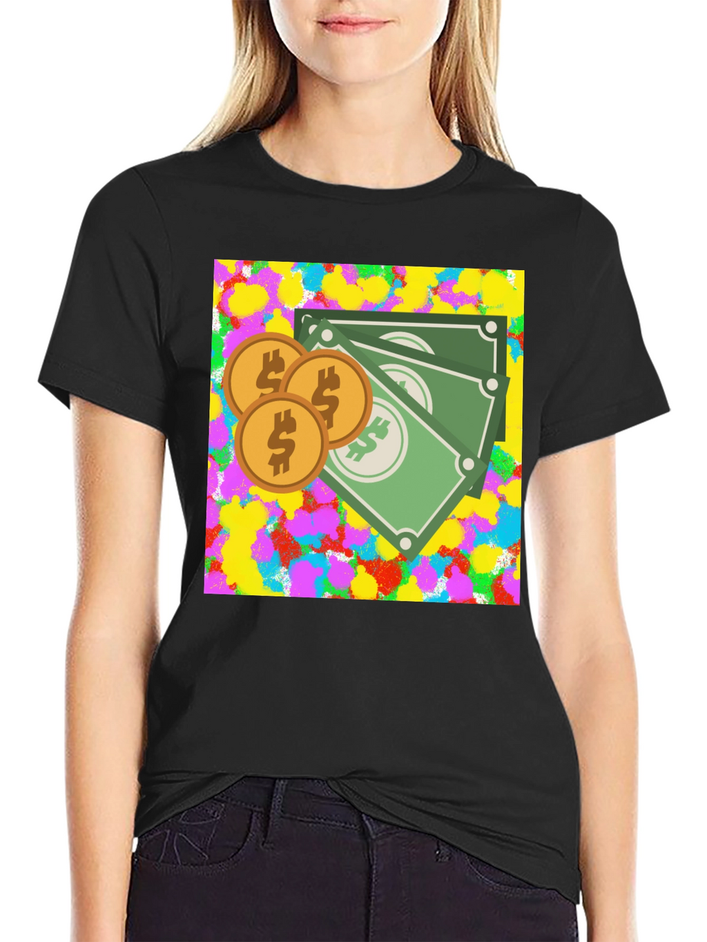 Money Graphic Black T-Shirt