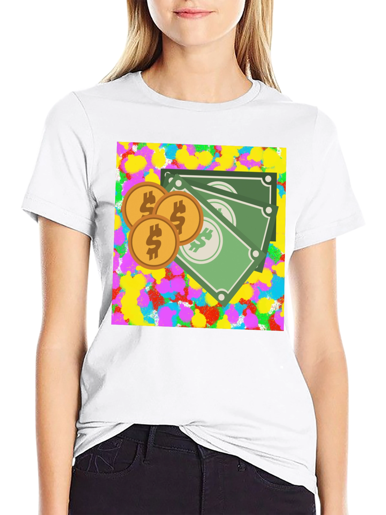 Money Graphic Black T-Shirt