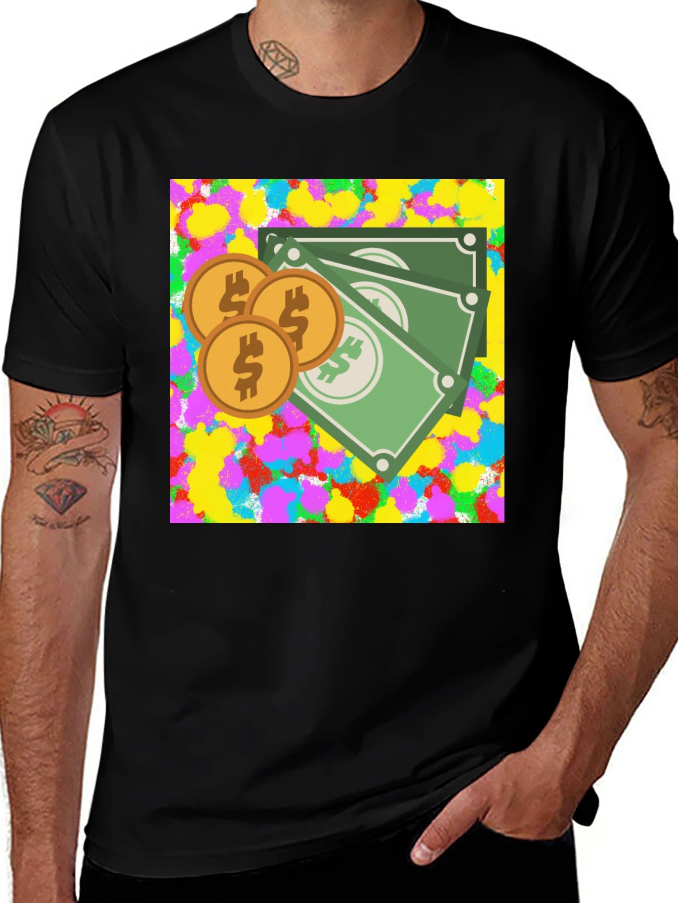 Money Graphic Black T-Shirt
