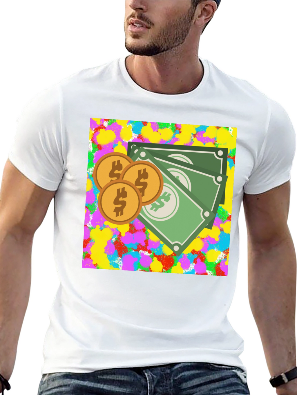 Money Graphic Black T-Shirt