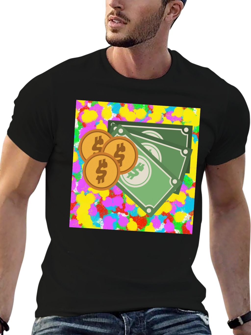 Money Graphic Black T-Shirt