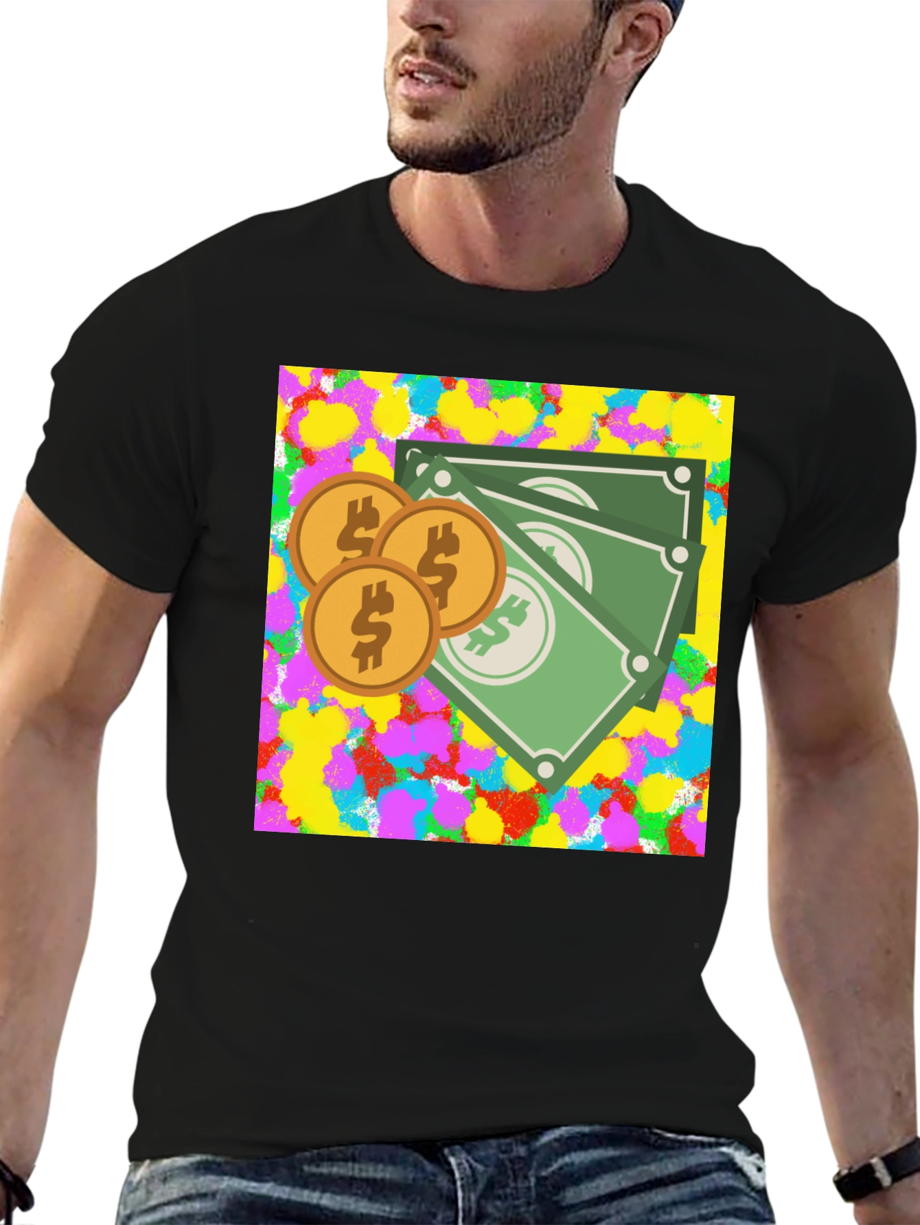 Money Graphic Black T-Shirt