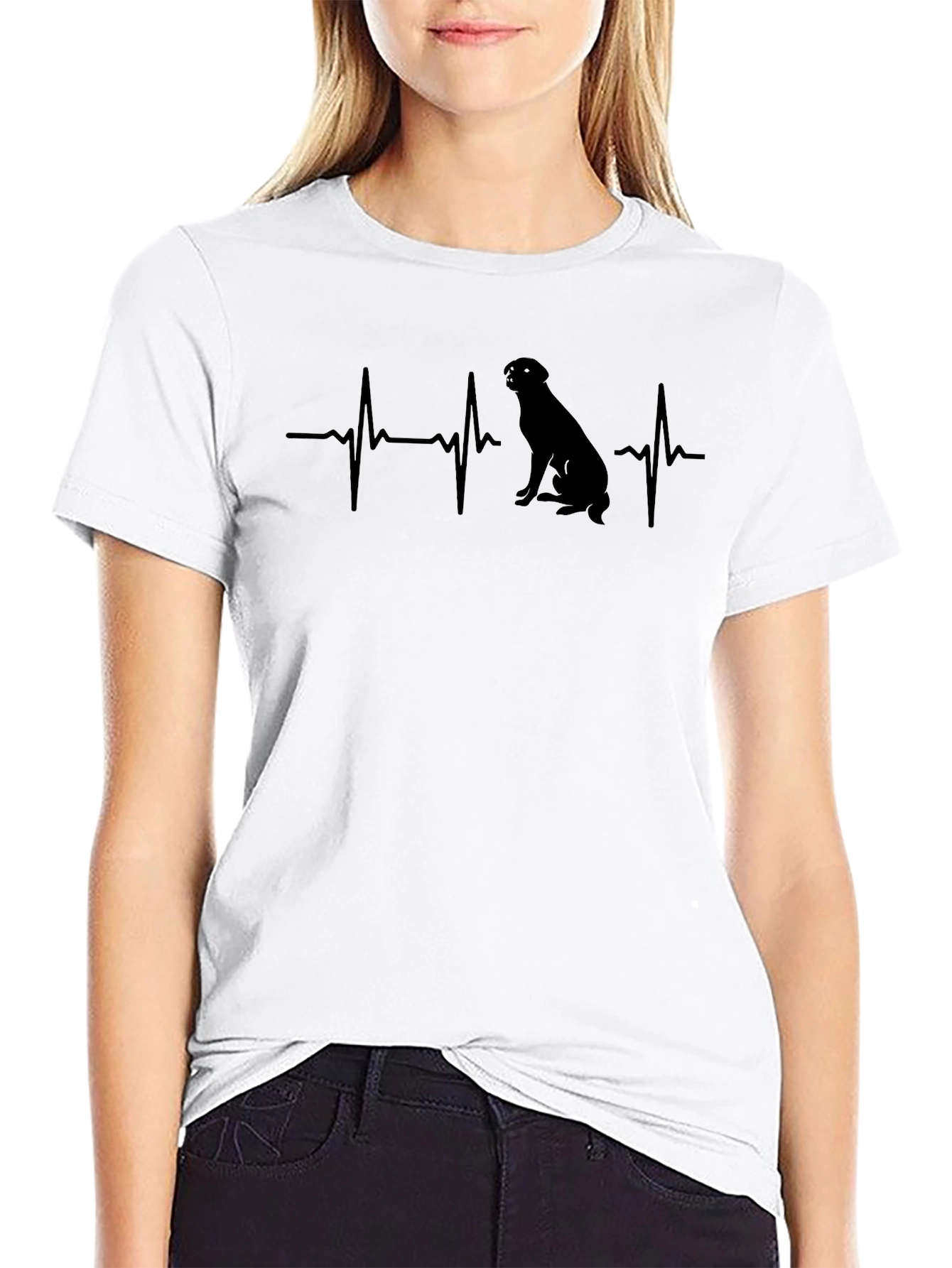 Dog Lover Heartbeat T-Shirt - Black