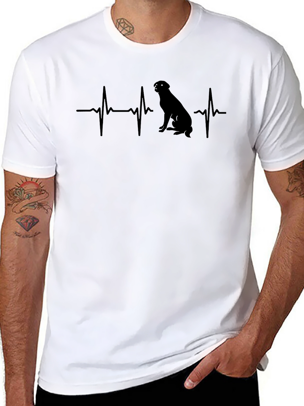 Dog Lover Heartbeat T-Shirt - Black