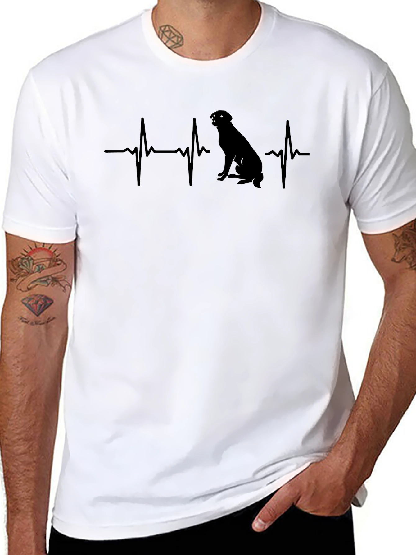 Dog Lover Heartbeat T-Shirt - Black