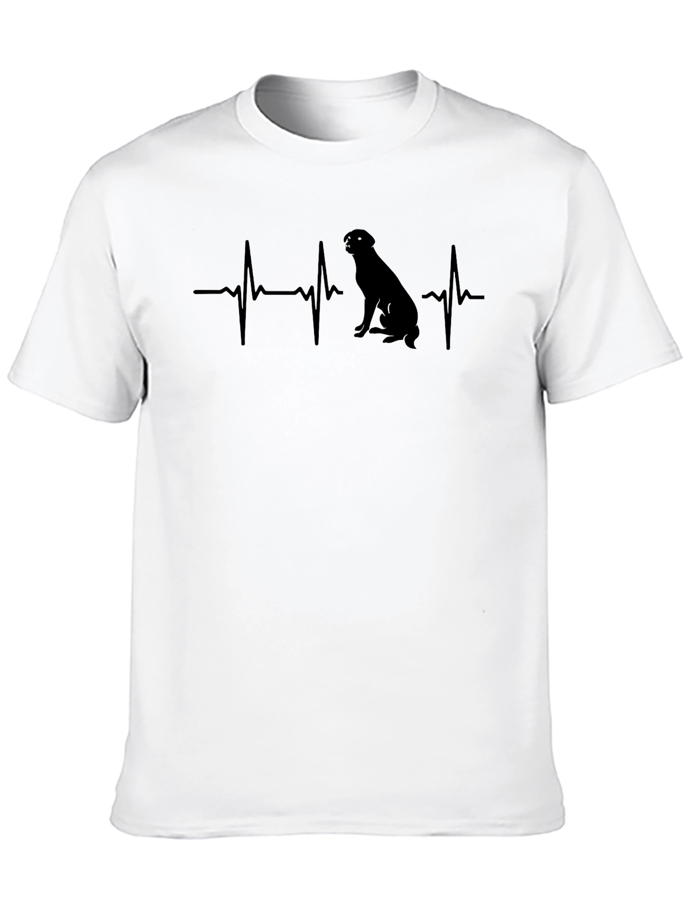 Dog Lover Heartbeat T-Shirt - Black