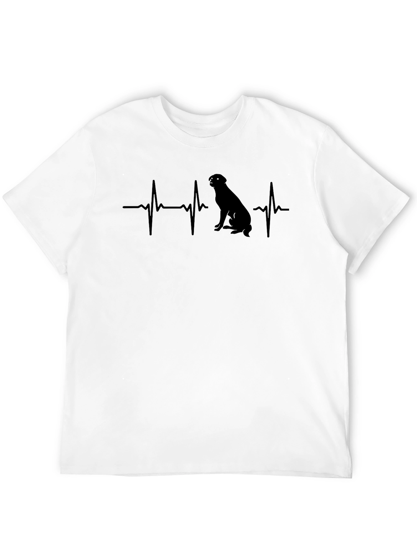 Dog Lover Heartbeat T-Shirt - Black