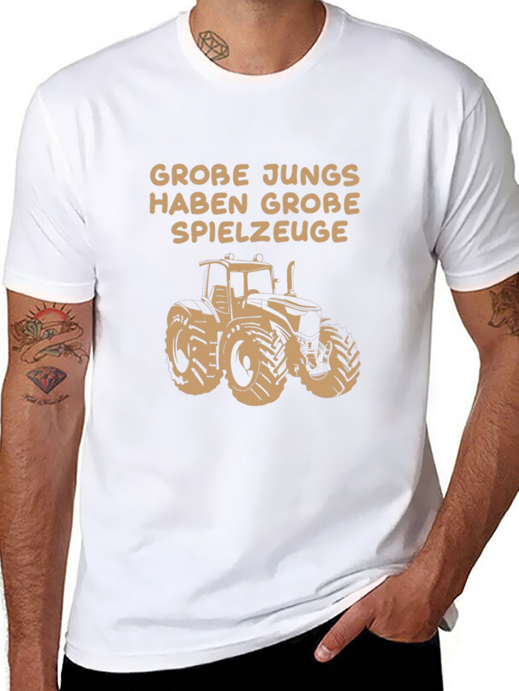 Grobe Jungs Tractor T-Shirt - Black Graphic Tee