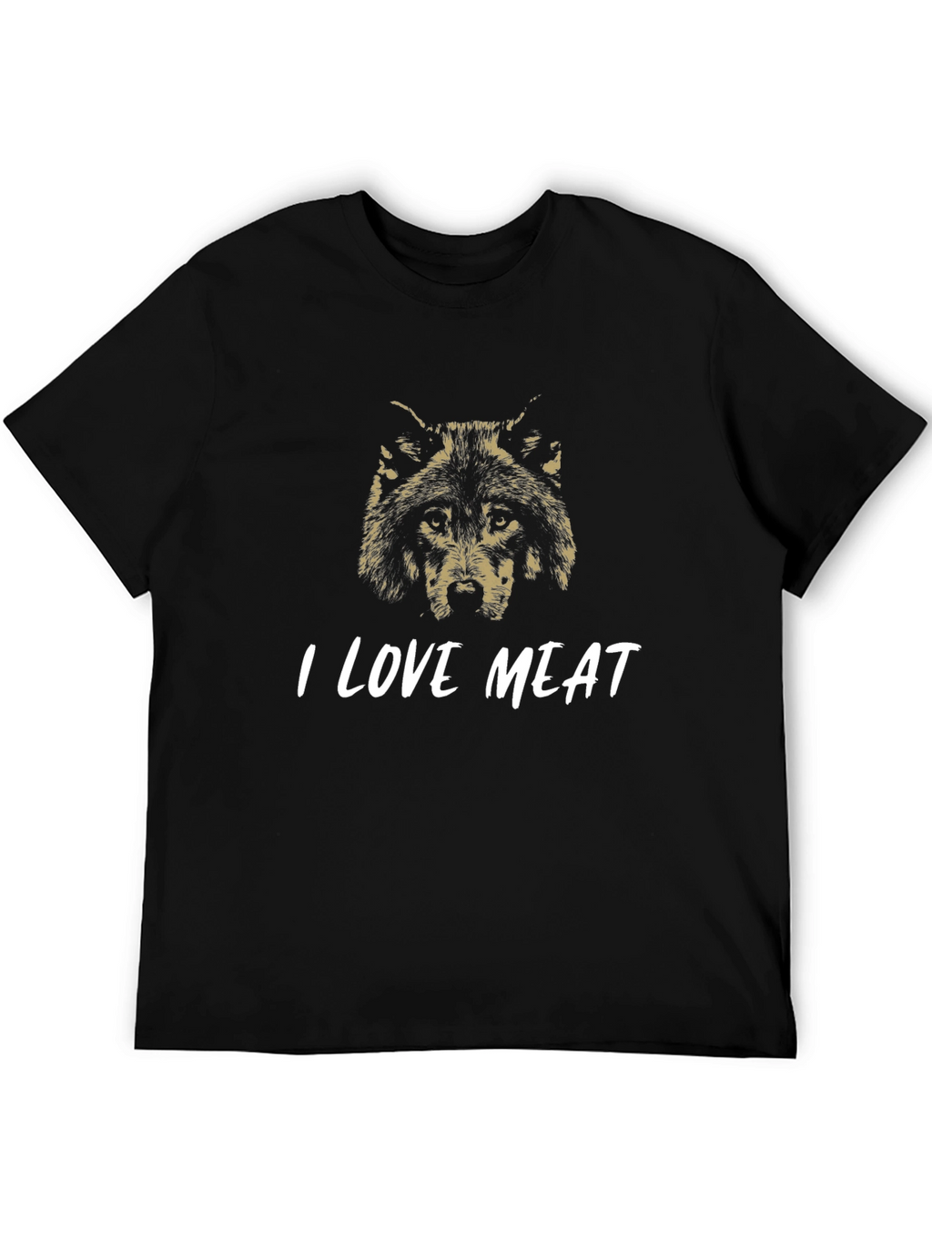 I Love Meat Wolf Graphic T-Shirt - Black