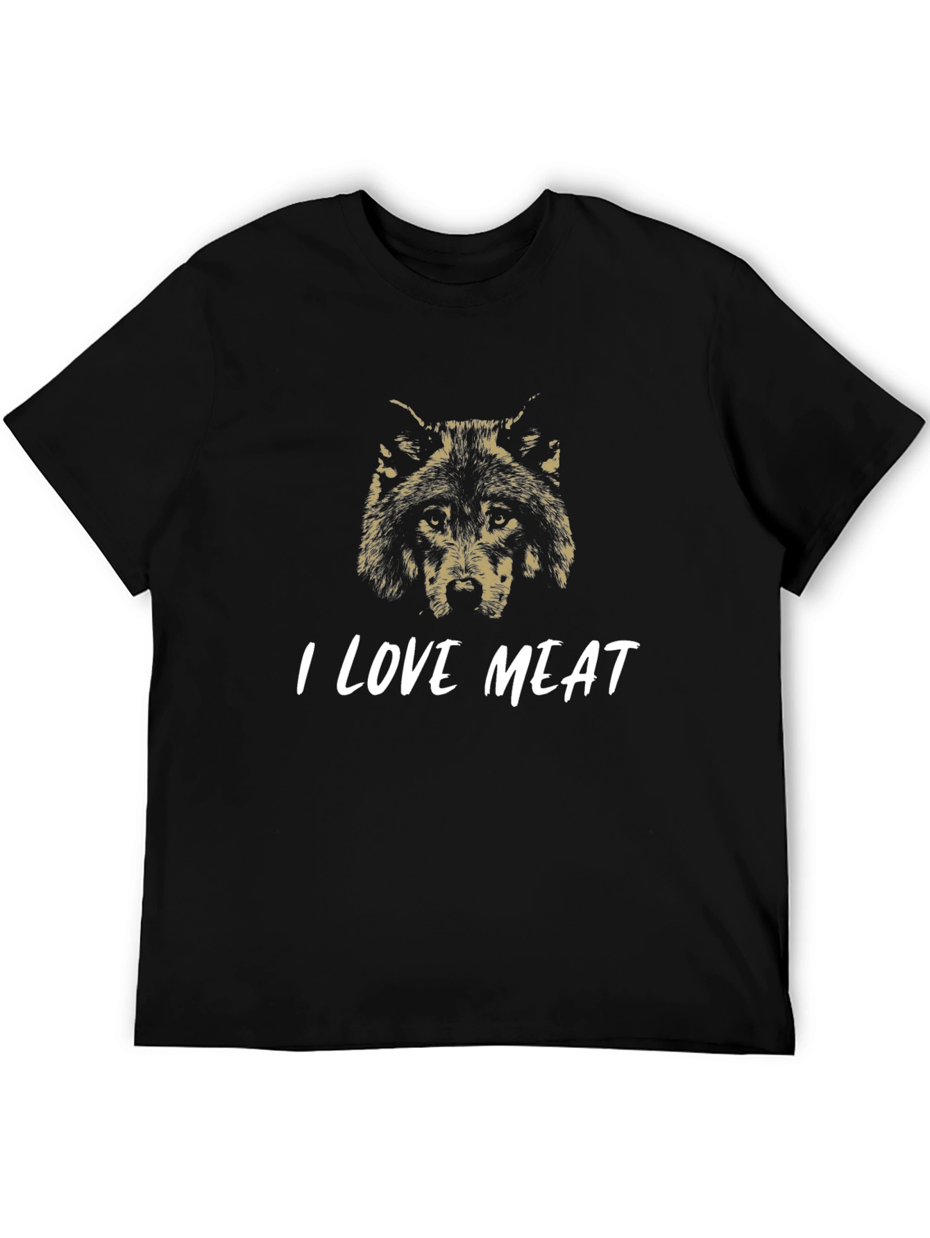 I Love Meat Wolf Graphic T-Shirt - Black