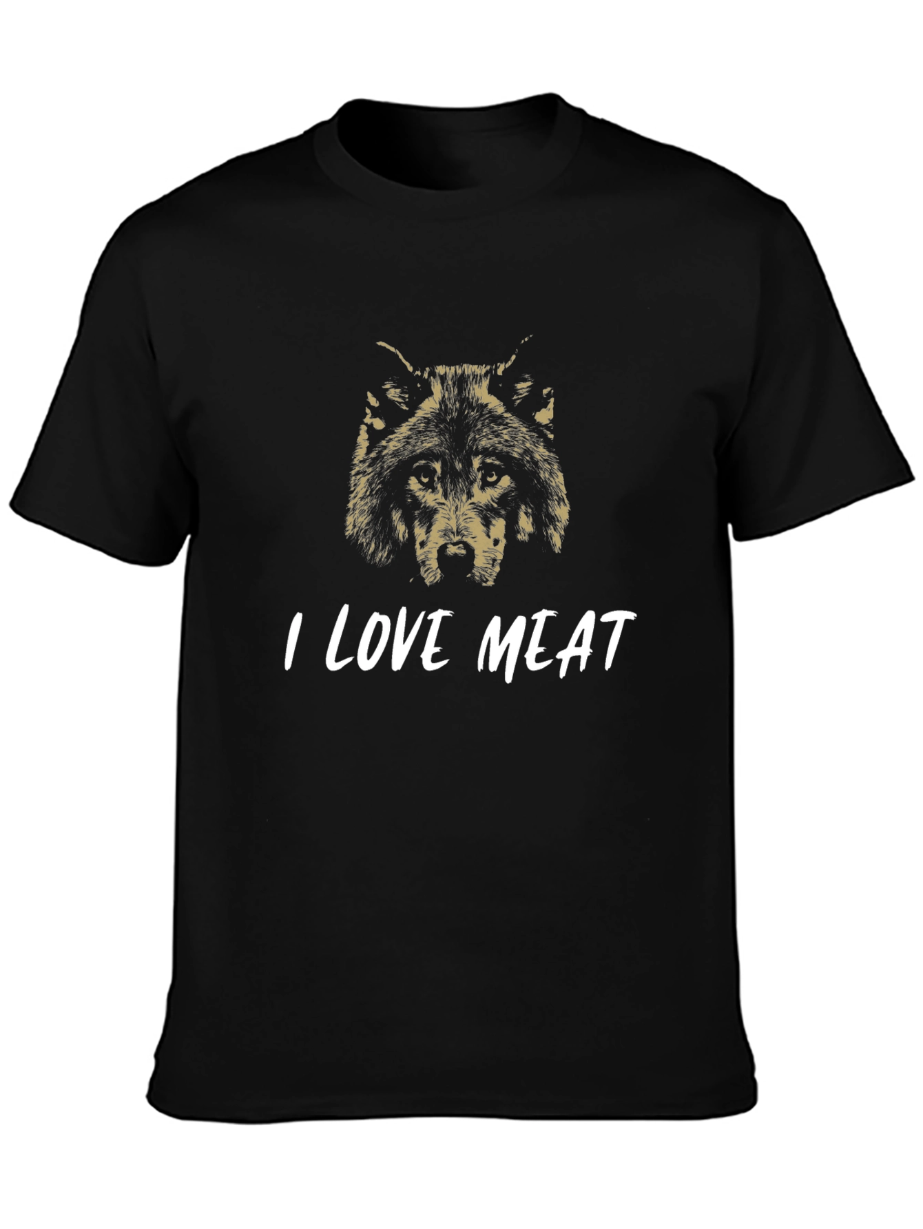 I Love Meat Wolf Graphic T-Shirt - Black