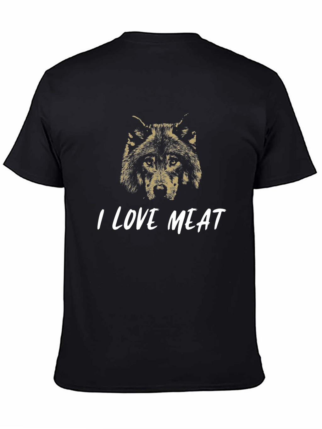 I Love Meat Wolf Graphic T-Shirt - Black