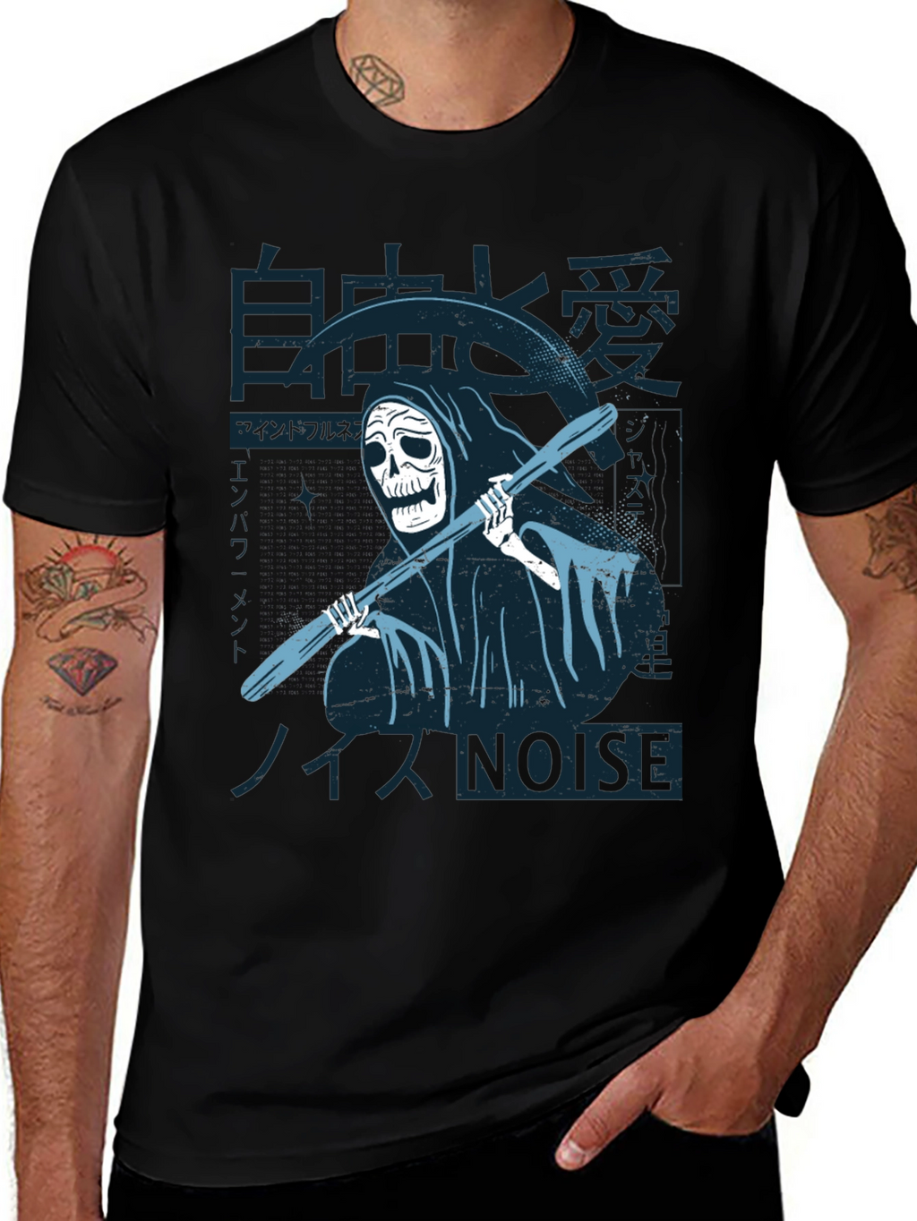 Grim Reaper T-Shirt - Japanese Noise Style Black Tee