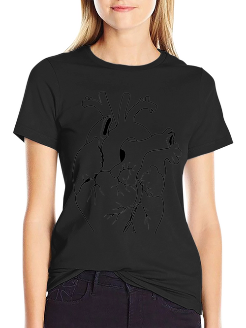 Anatomical Heart Print Black T-Shirt