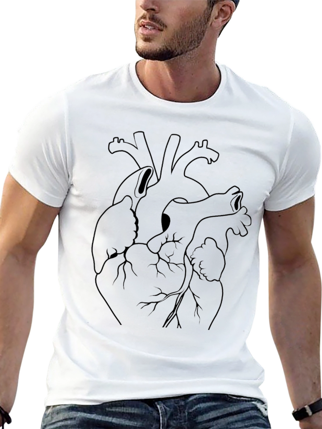 Anatomical Heart Print Black T-Shirt