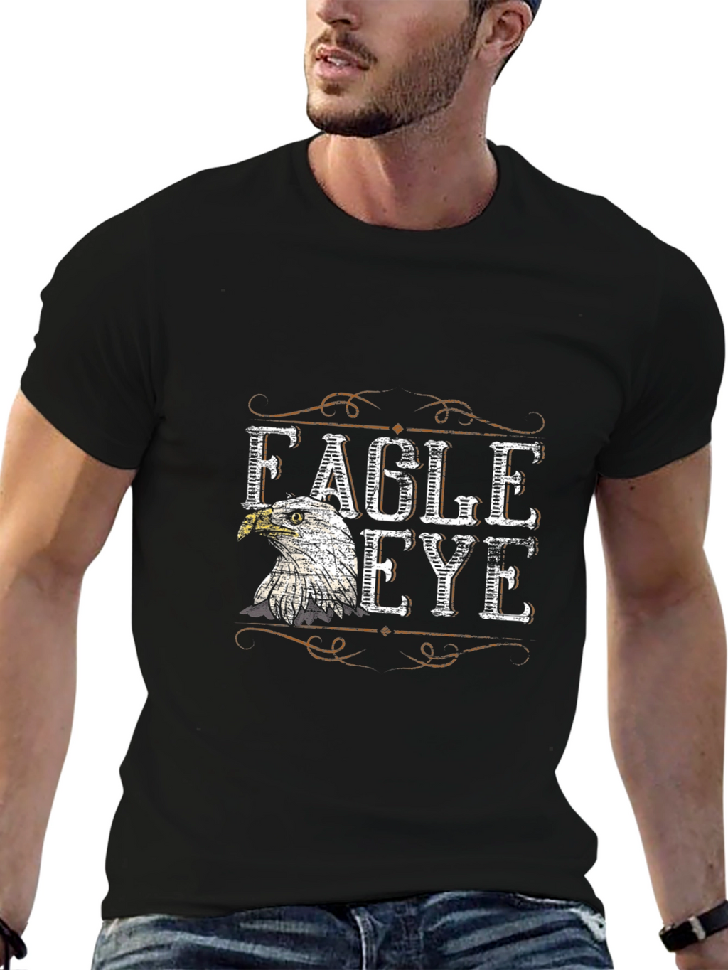 Eagle Eye Graphic T-Shirt - Black Crew Neck