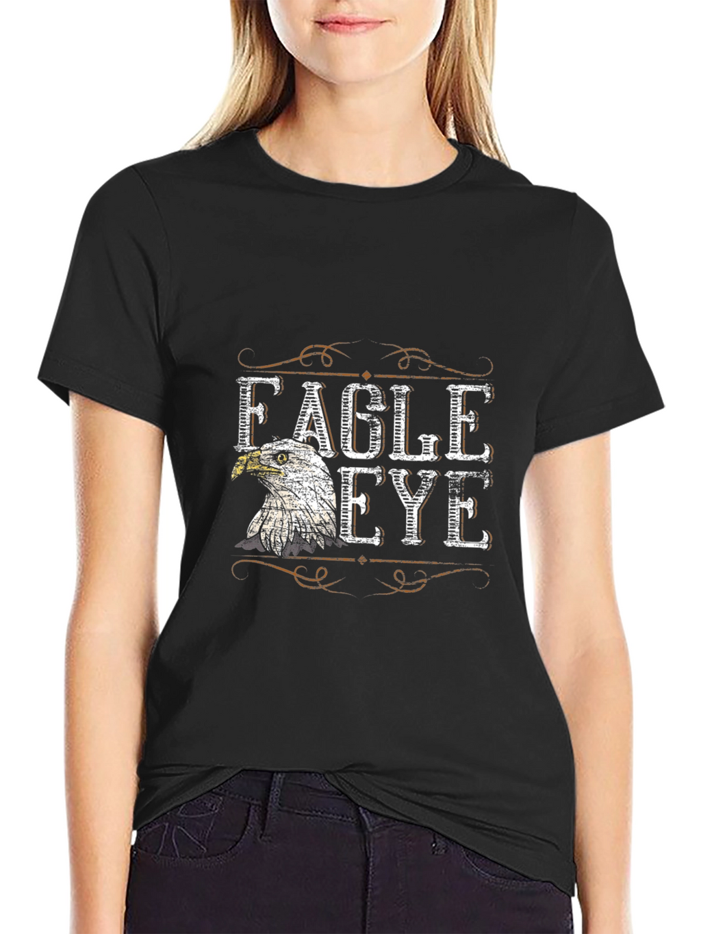 Eagle Eye Graphic T-Shirt - Black Crew Neck