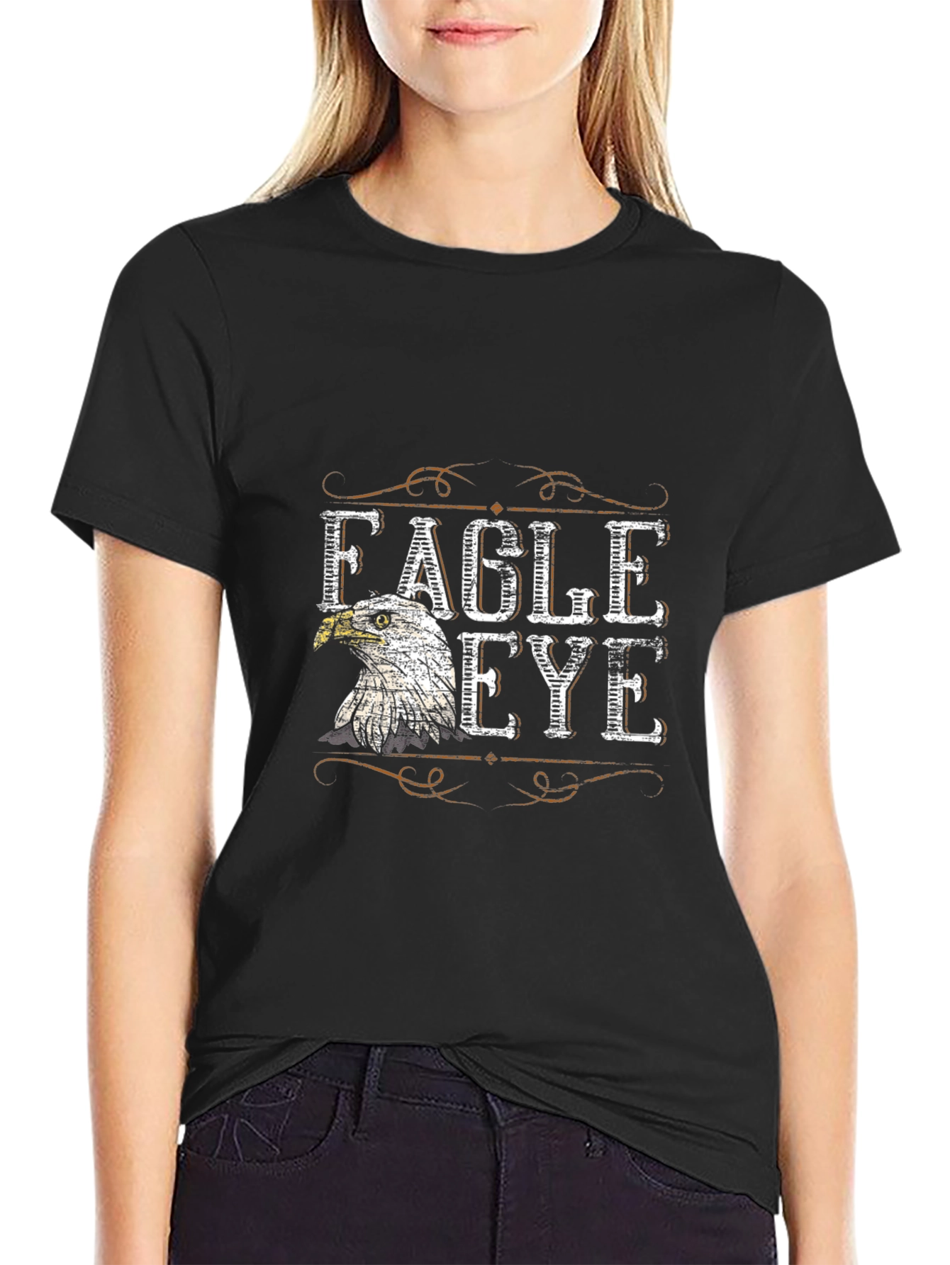 Eagle Eye Graphic T-Shirt - Black Crew Neck