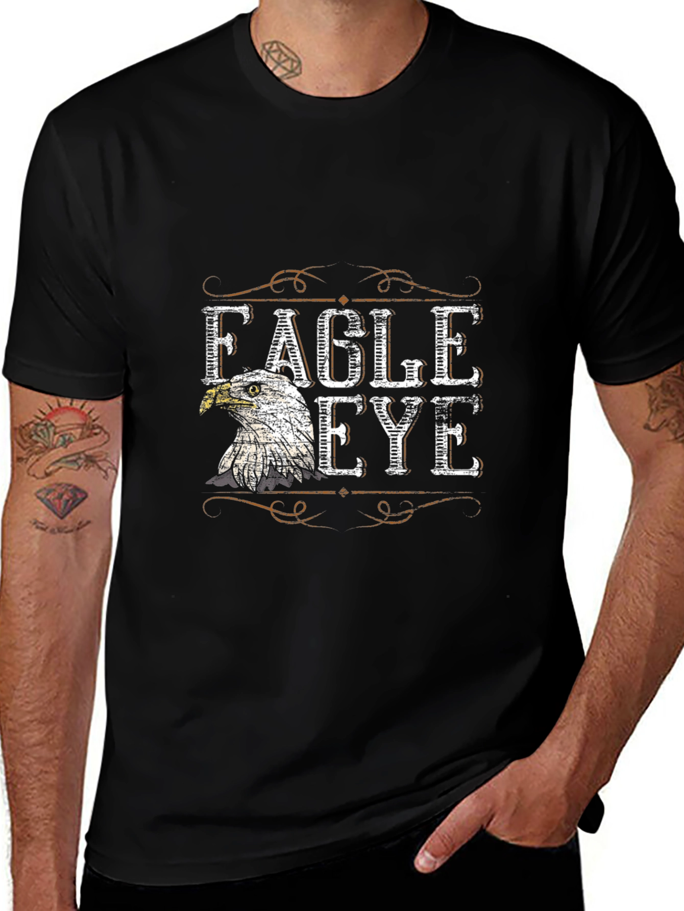 Eagle Eye Graphic T-Shirt - Black Crew Neck