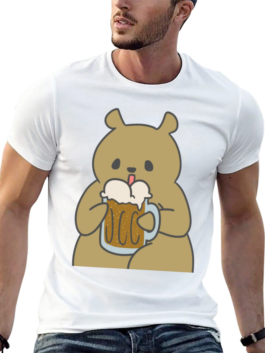 Beer Bear Graphic T-Shirt - Mens Black Tee