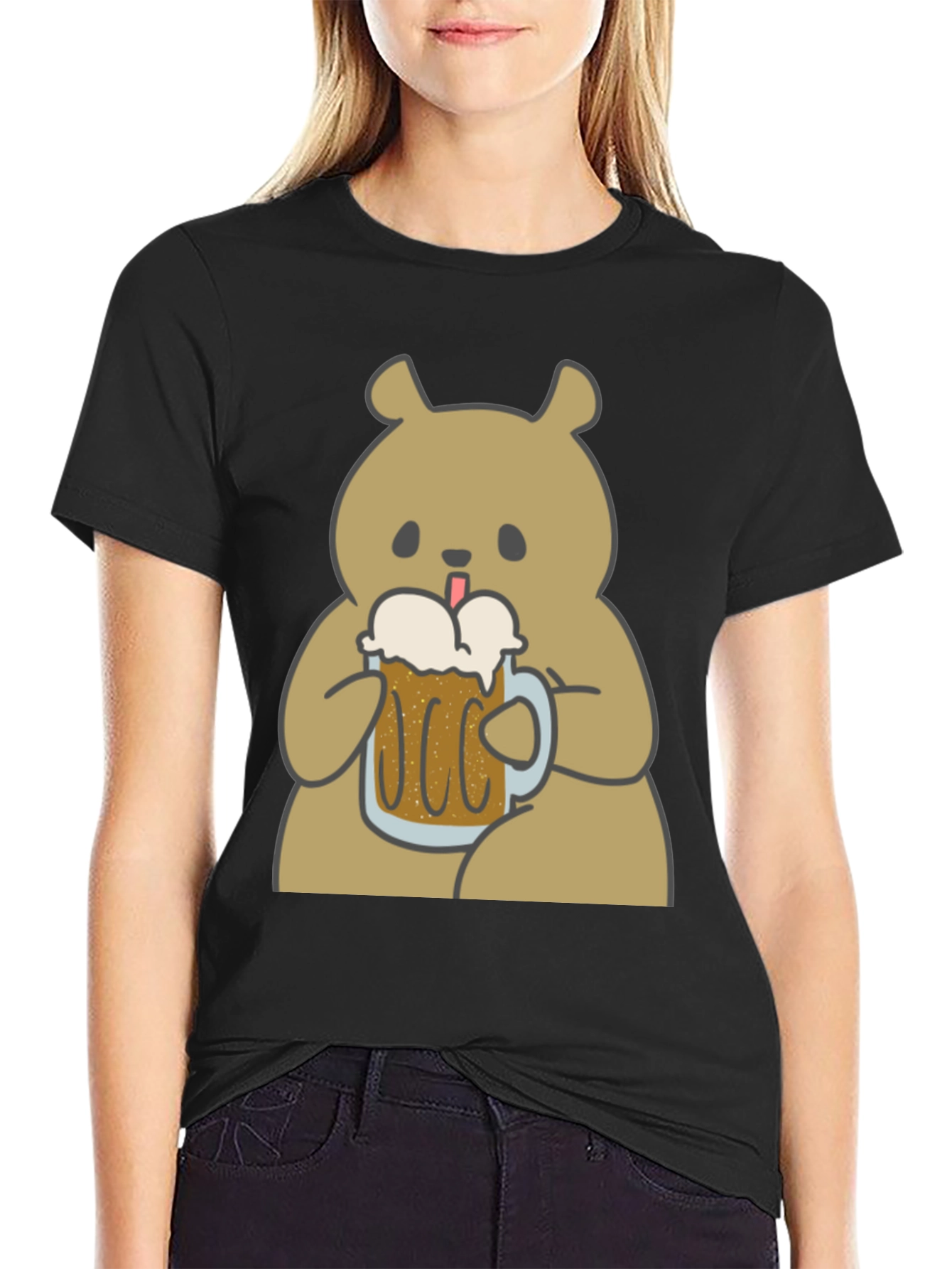 Beer Bear Graphic T-Shirt - Mens Black Tee