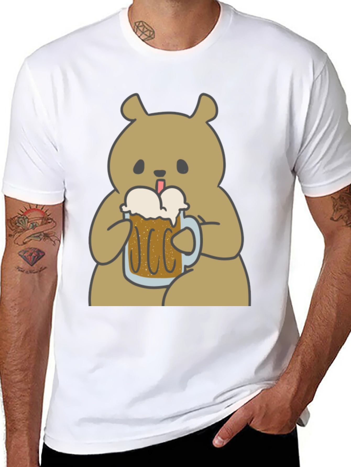 Beer Bear Graphic T-Shirt - Mens Black Tee