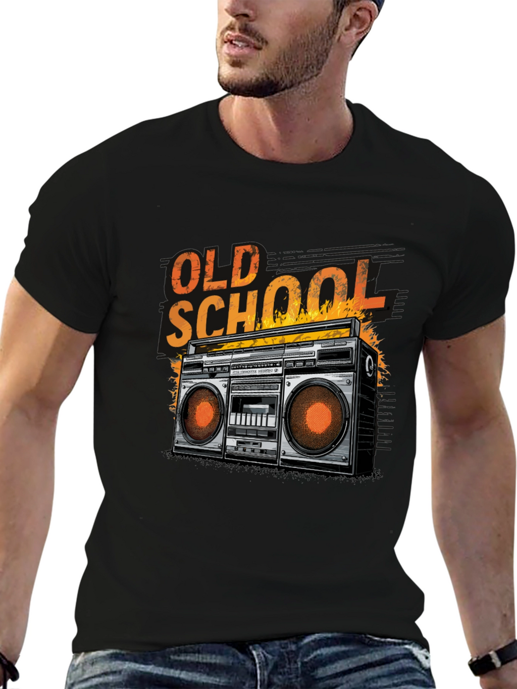 Old School Boombox Graphic Tee - Retro Music T-Shirt