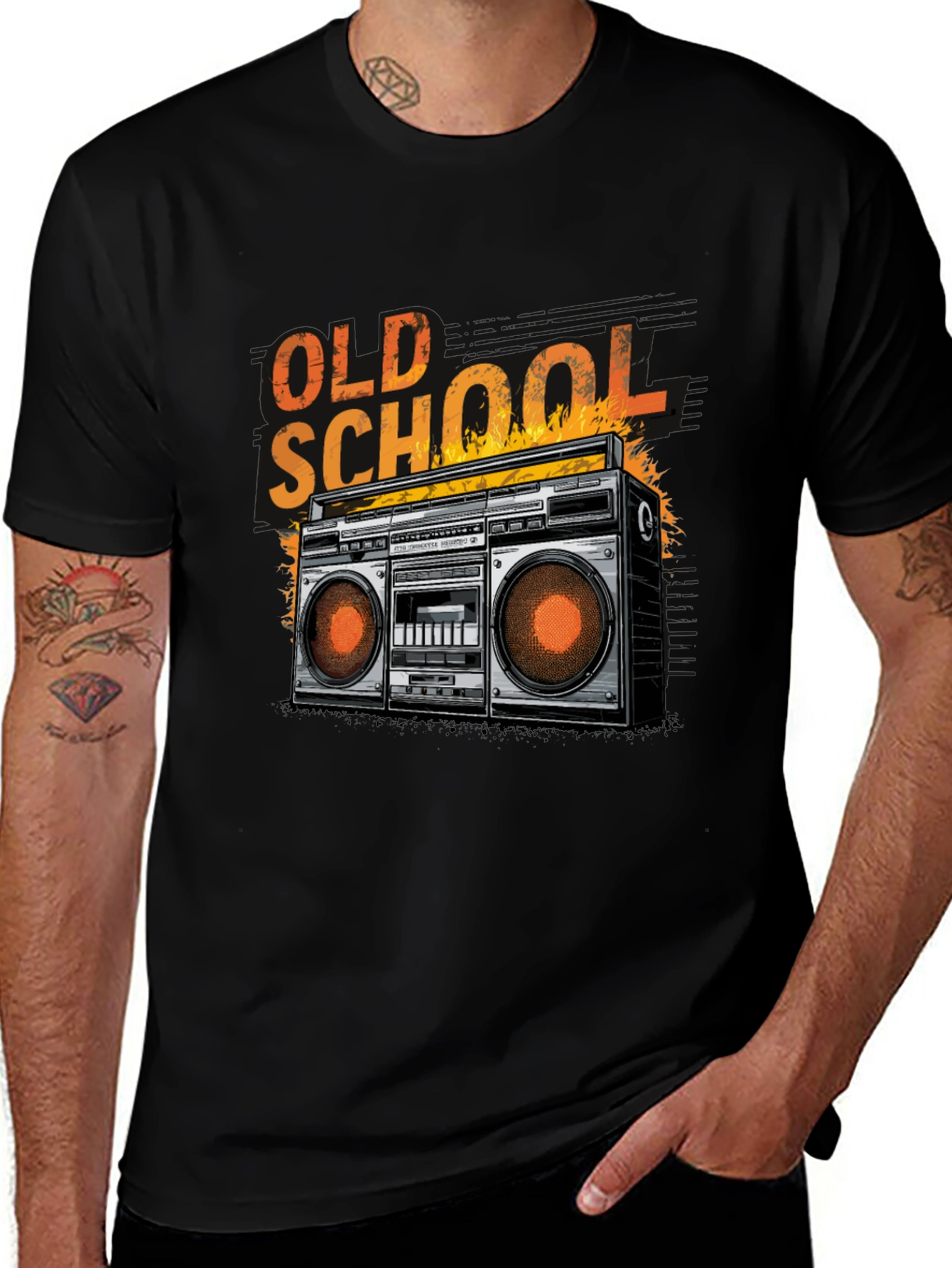 Old School Boombox Graphic Tee - Retro Music T-Shirt