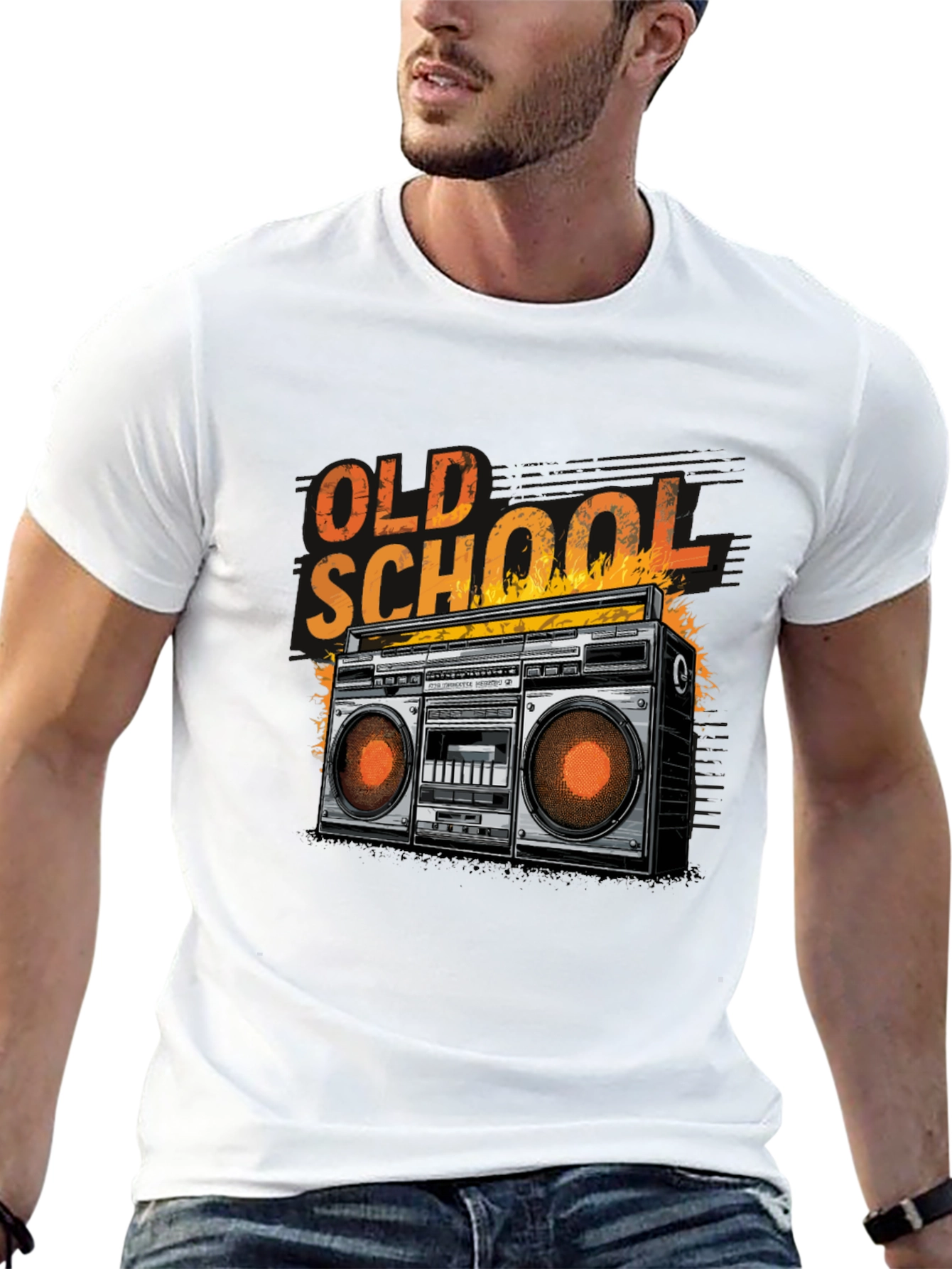 Old School Boombox Graphic Tee - Retro Music T-Shirt