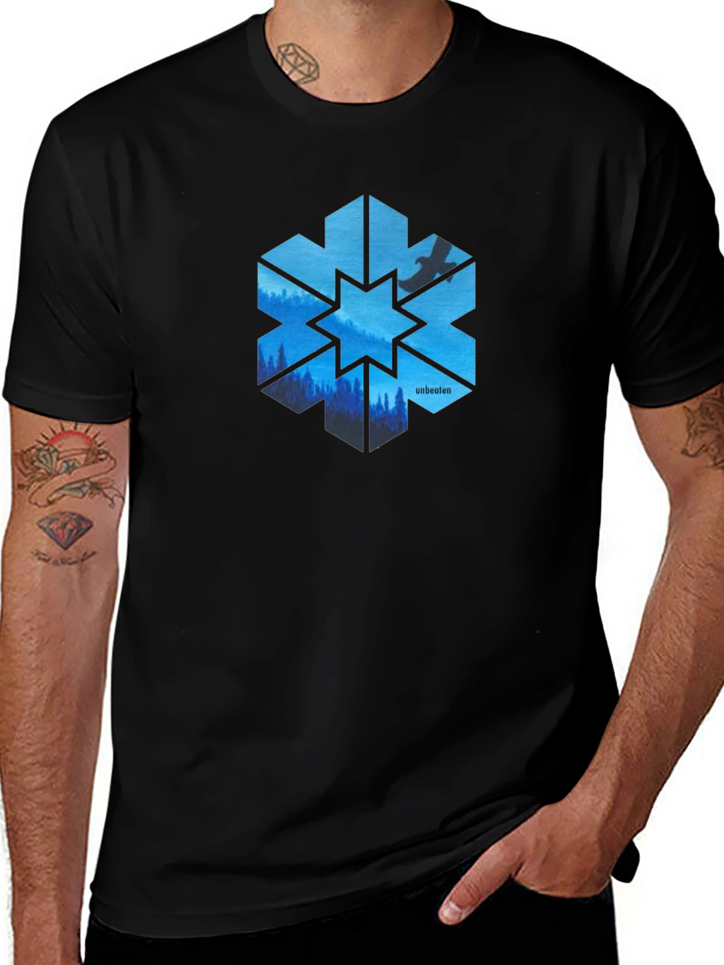 Unbeaten Blue Snowflake T-Shirt - Nature Design