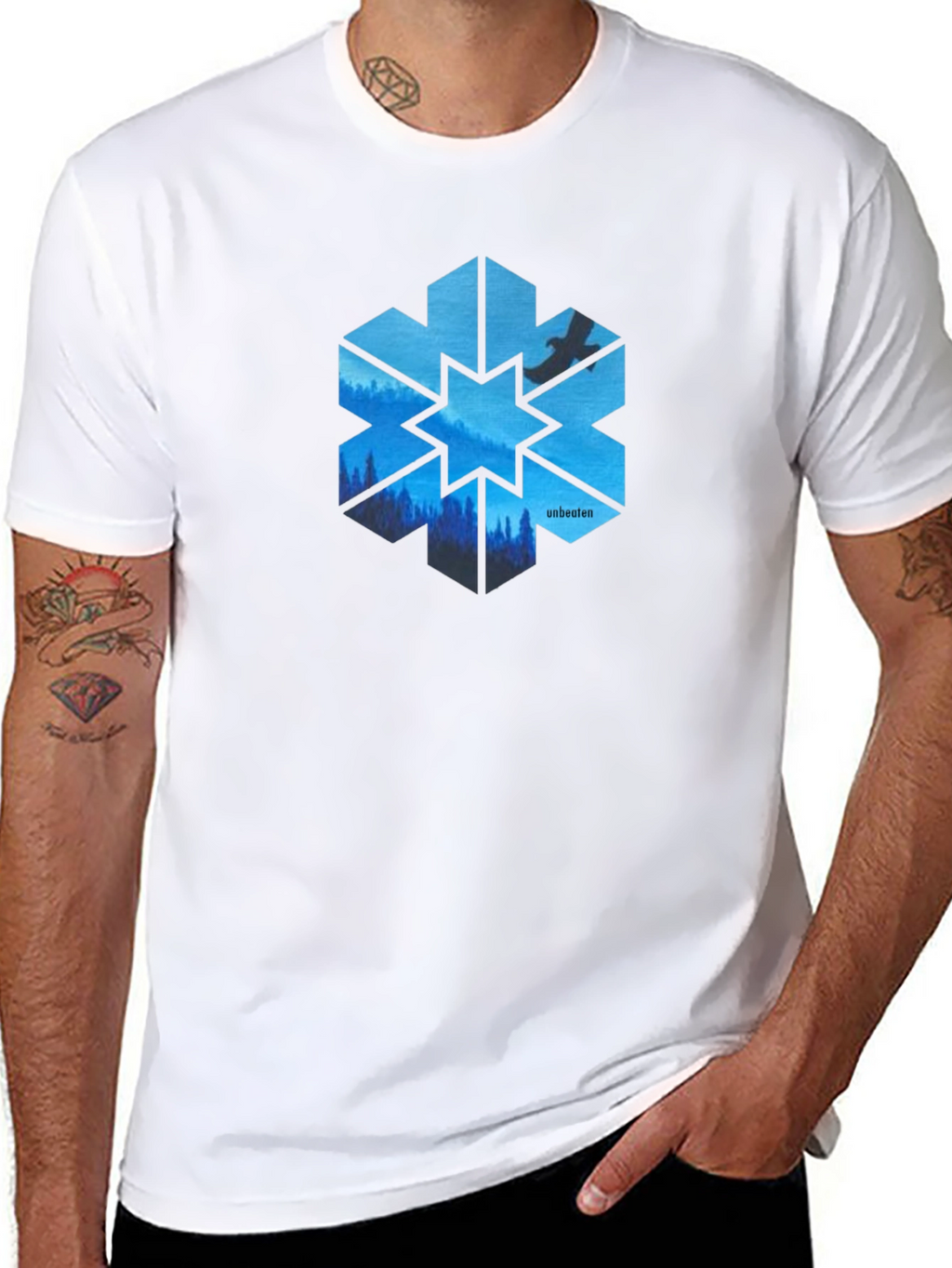 Unbeaten Blue Snowflake T-Shirt - Nature Design