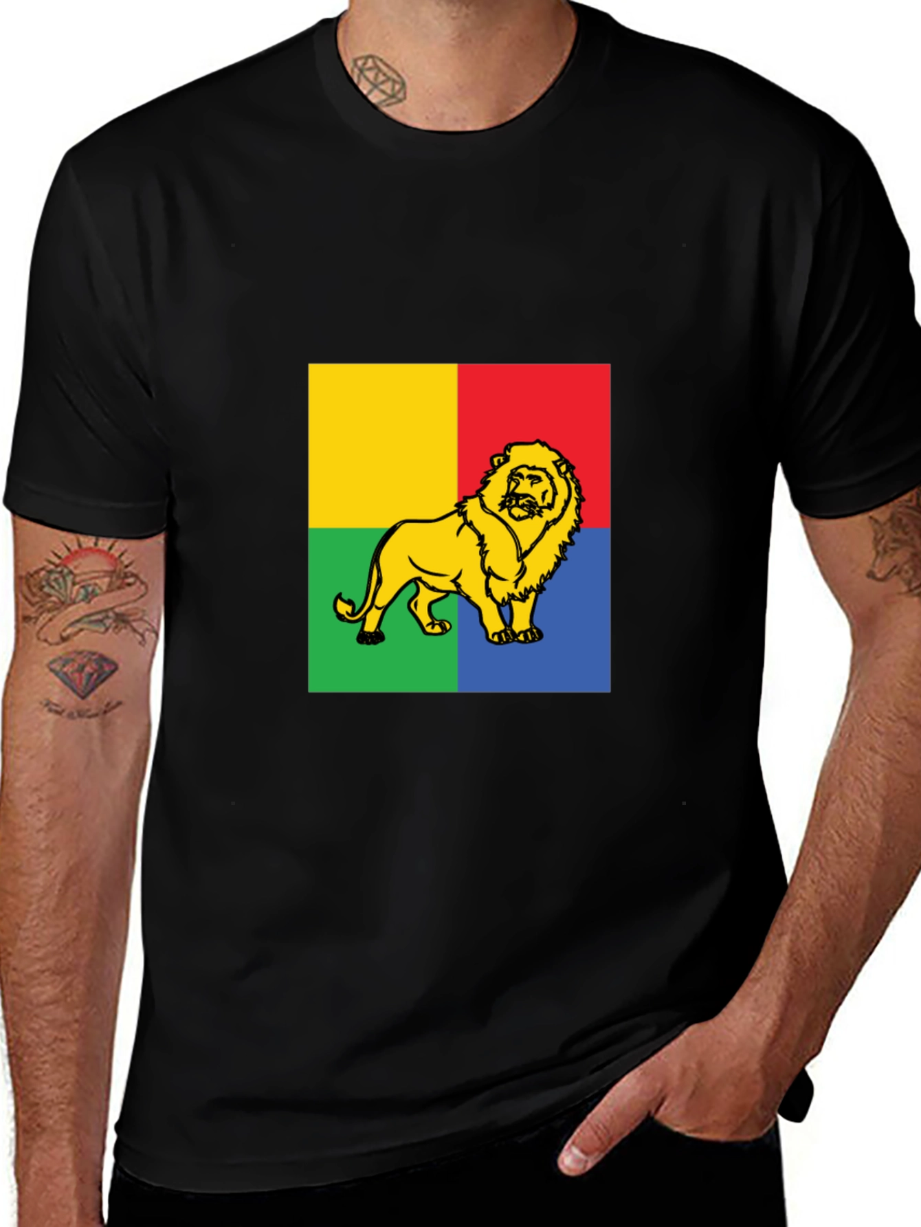 Lion Reggae T-Shirt - Colorful Rasta Lion Design
