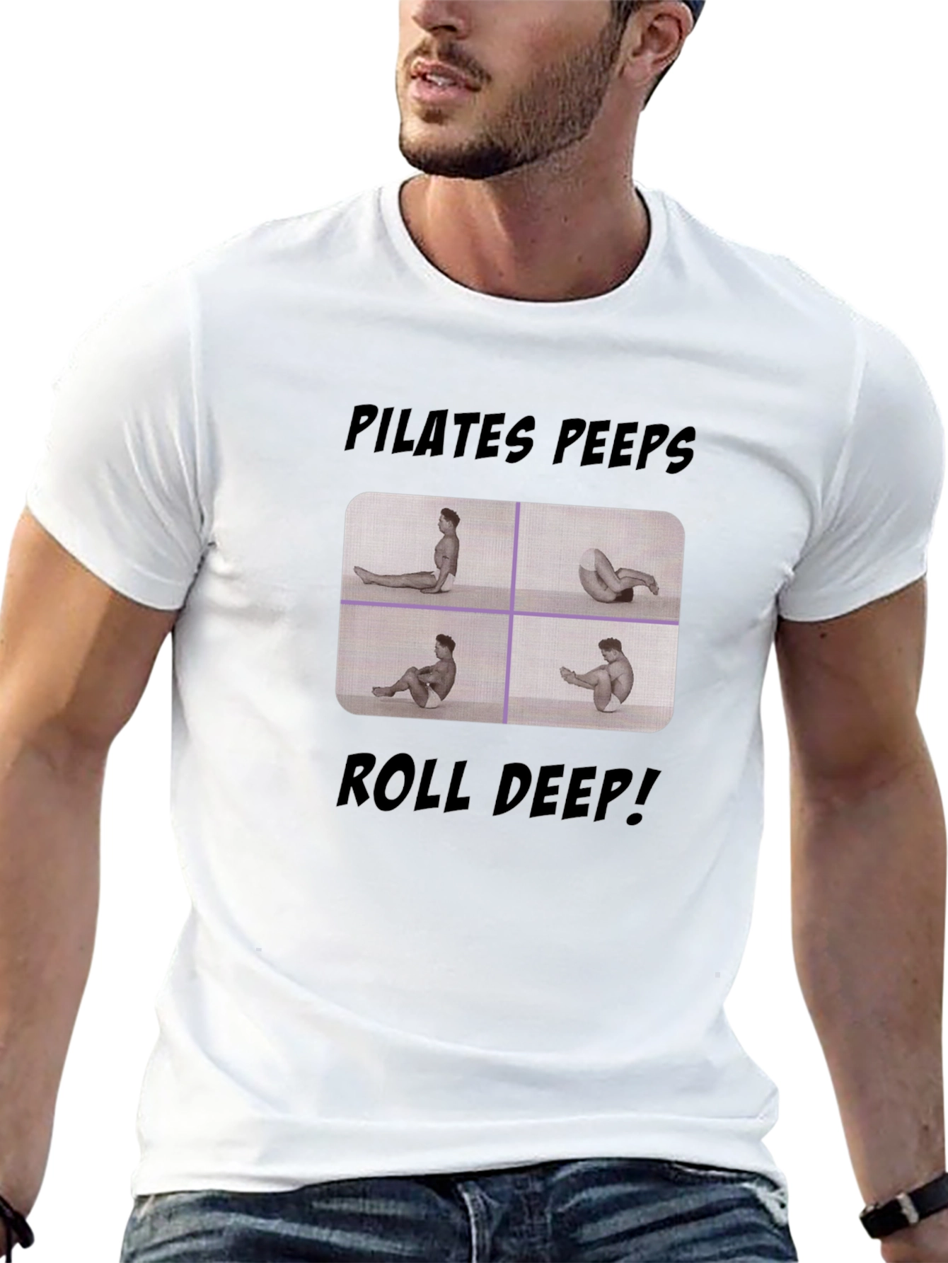 Pilates Peeps Roll Deep Black Graphic T-Shirt