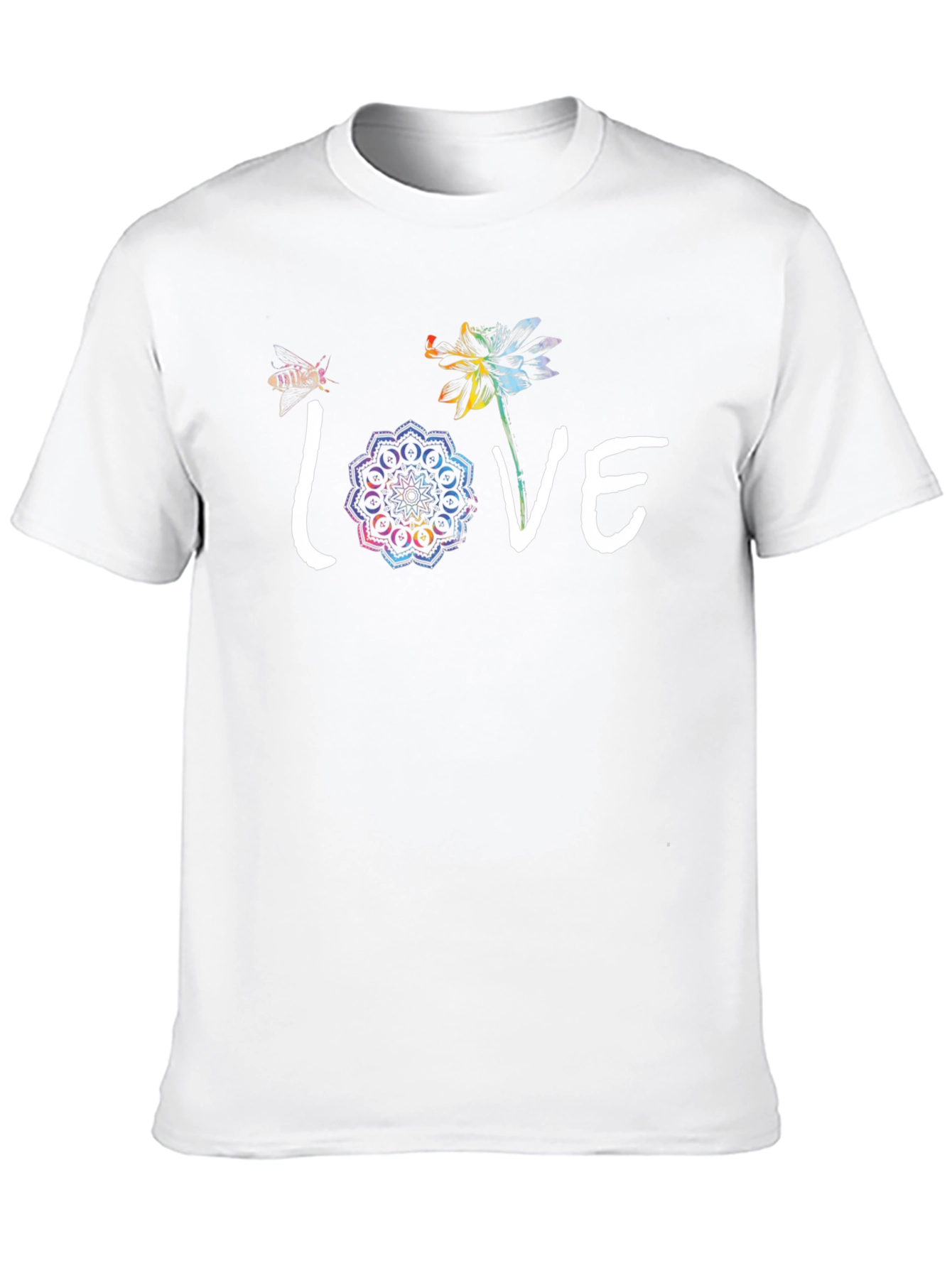 Love Floral Graphic Print Black T-Shirt