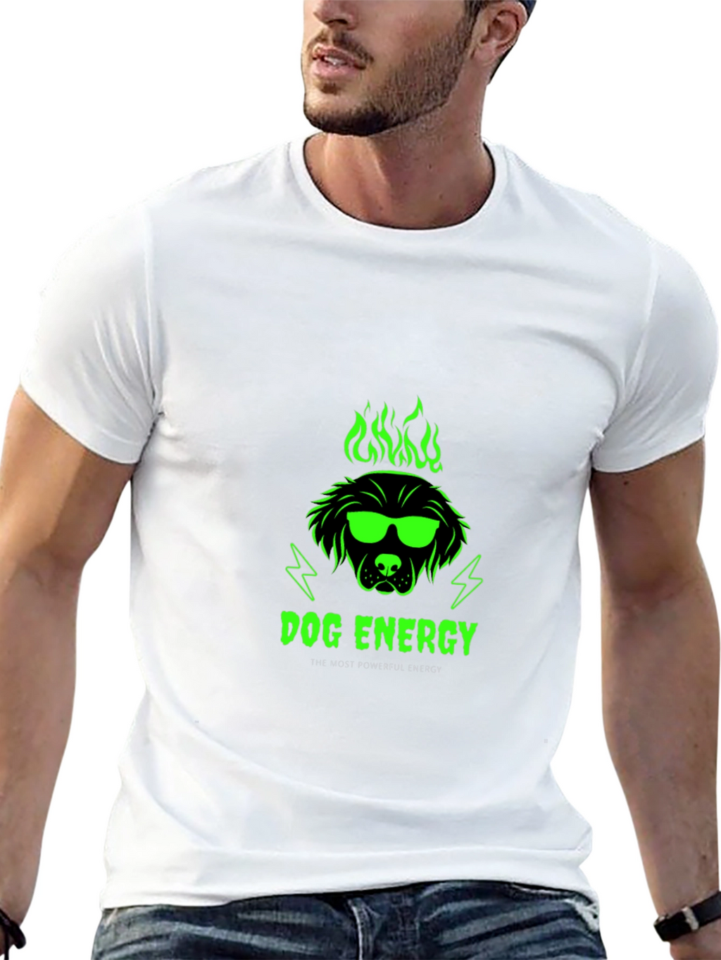 Dog Energy Graphic Print Crew Neck T-Shirt