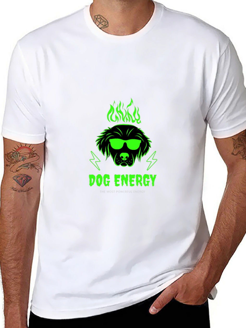 Dog Energy Graphic Print Crew Neck T-Shirt