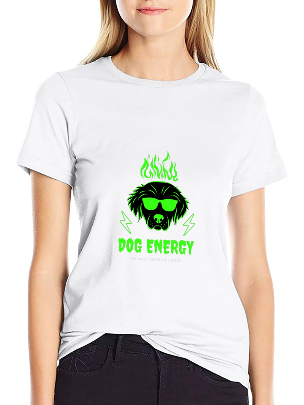 Dog Energy Graphic Print Crew Neck T-Shirt
