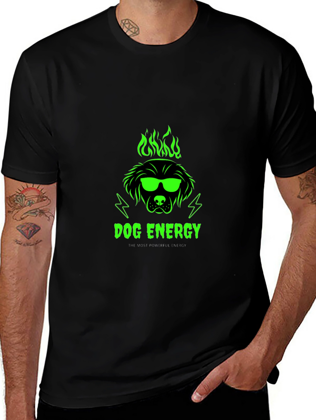 Dog Energy Graphic Print Crew Neck T-Shirt